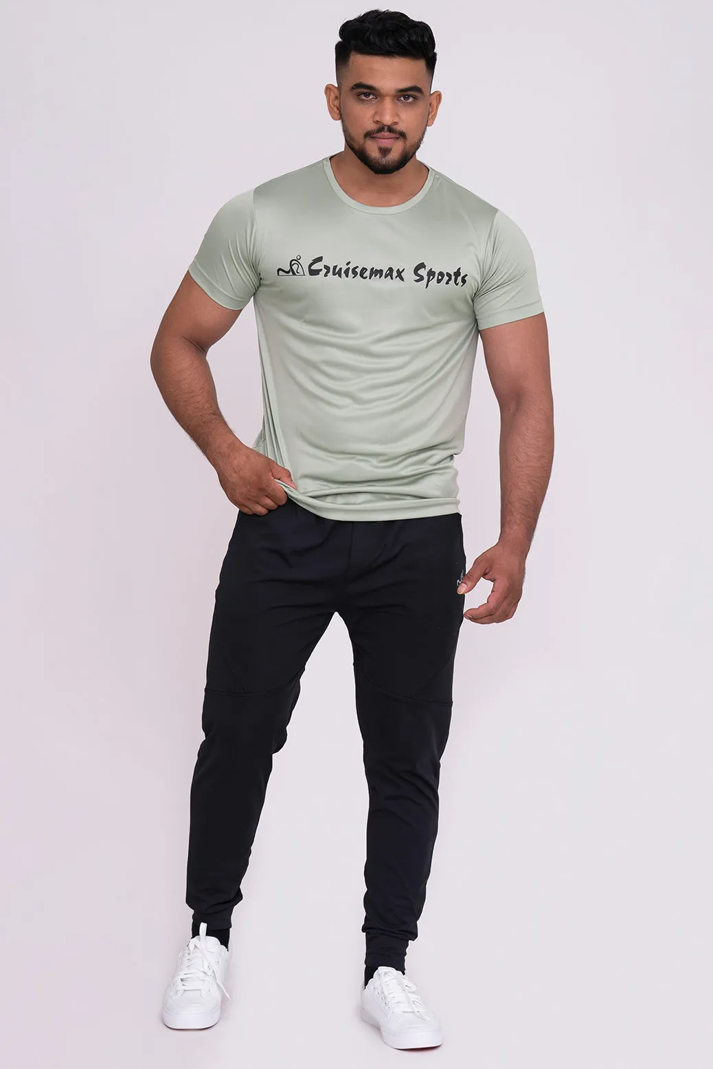 Solid Dye Round Neck T-Shirts Pista Firozi (D)