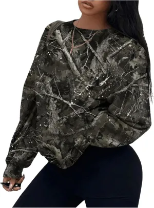 SOLY HUX Women's Long Sleeve Shirts Graphic Printed Crewneck Baggy Sweatshirt Pullovers