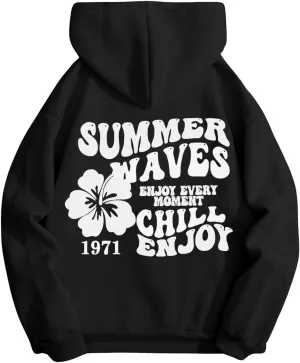 SOLY HUX Womens Sweatshirt Graphic Hoodies Letter Print Casual Long Sleeve Drawstring Pullover Tops with Pocket