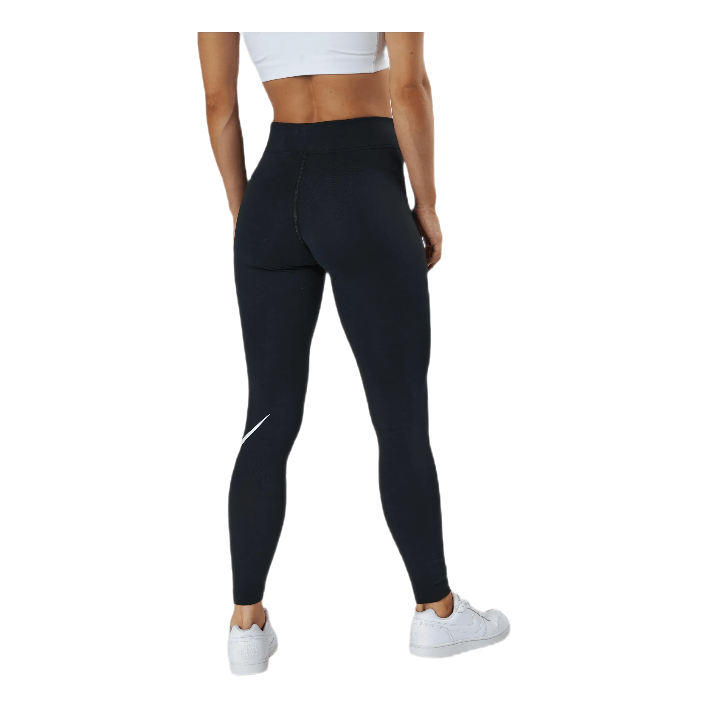 Sportswear Essential Women's Mid-Rise Swoosh Leggings BLACK/WHITE