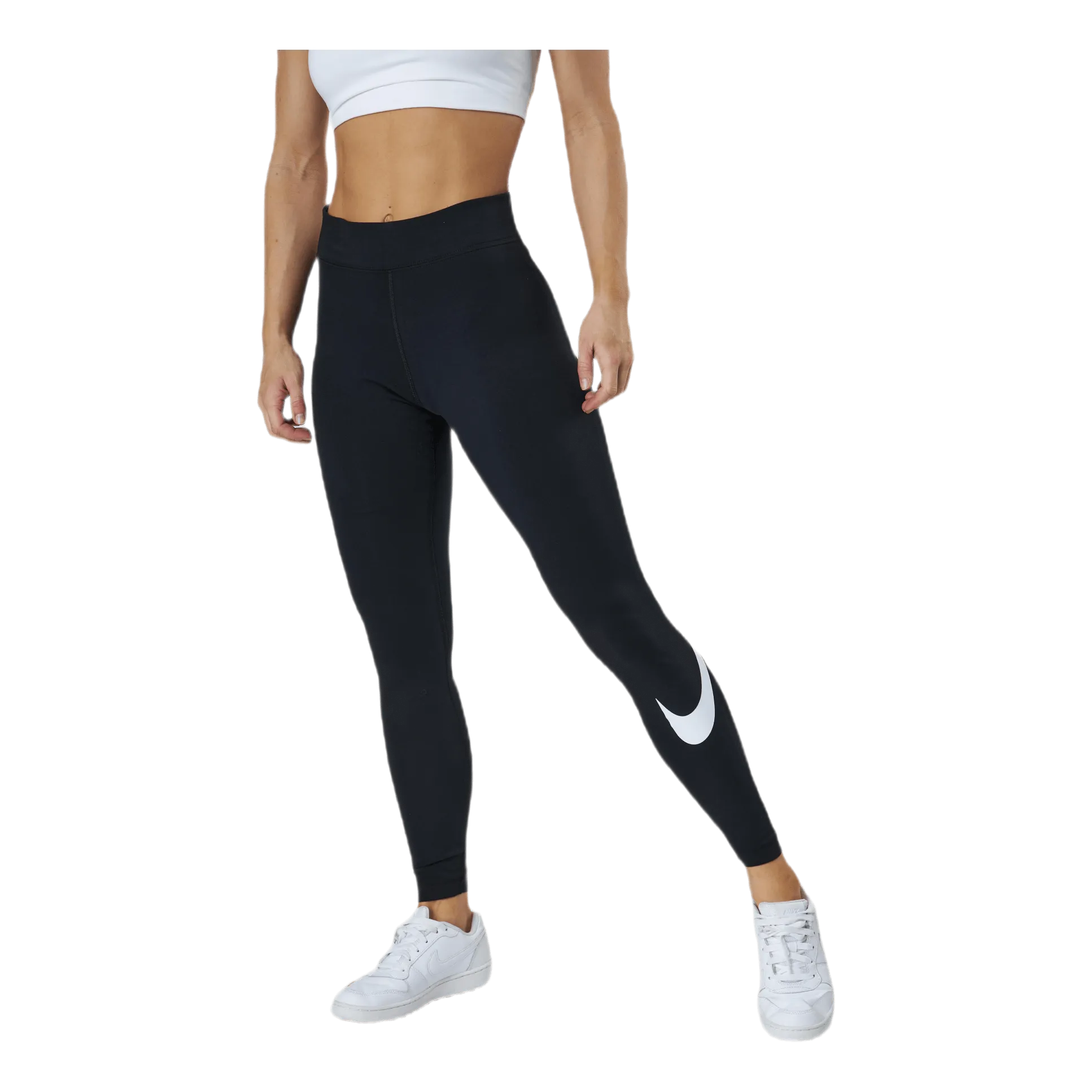 Sportswear Essential Women's Mid-Rise Swoosh Leggings BLACK/WHITE
