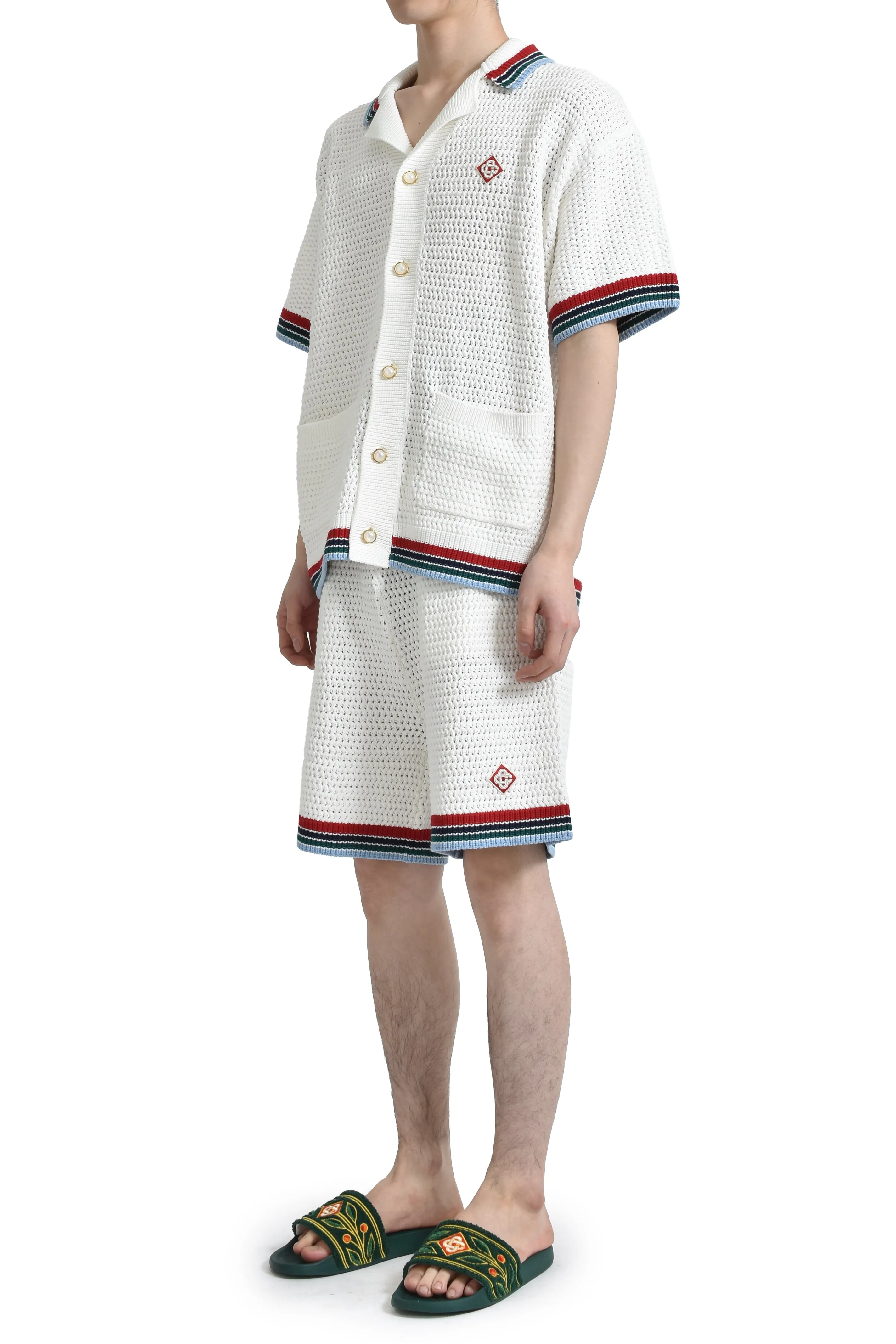 SPORTY FAUX CROCHET SHIRT / WHT