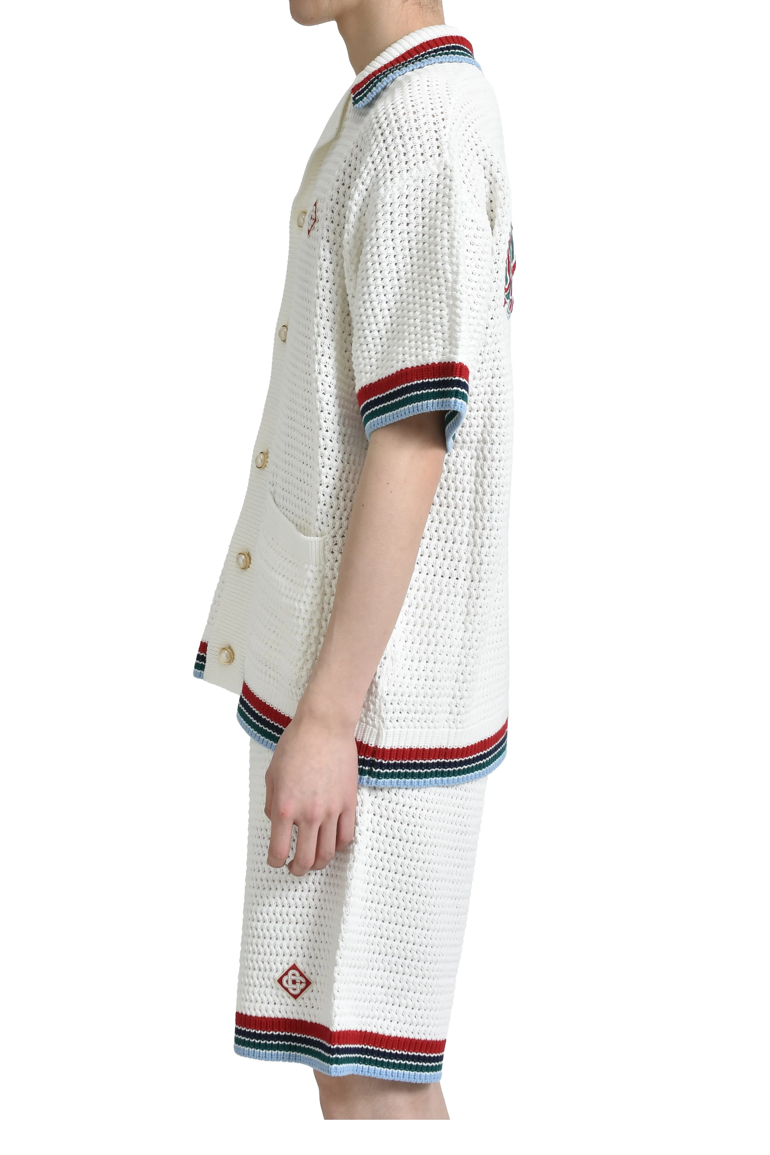 SPORTY FAUX CROCHET SHIRT / WHT