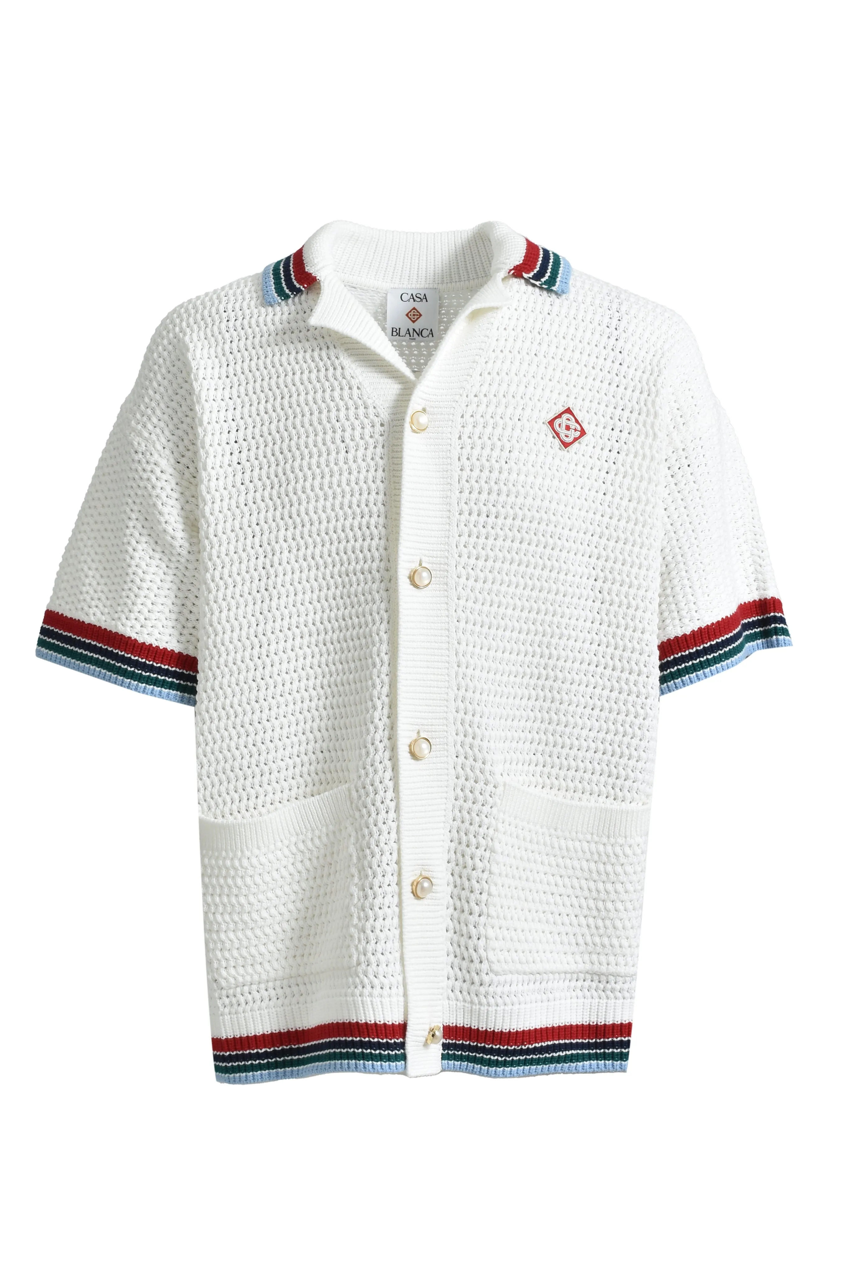 SPORTY FAUX CROCHET SHIRT / WHT