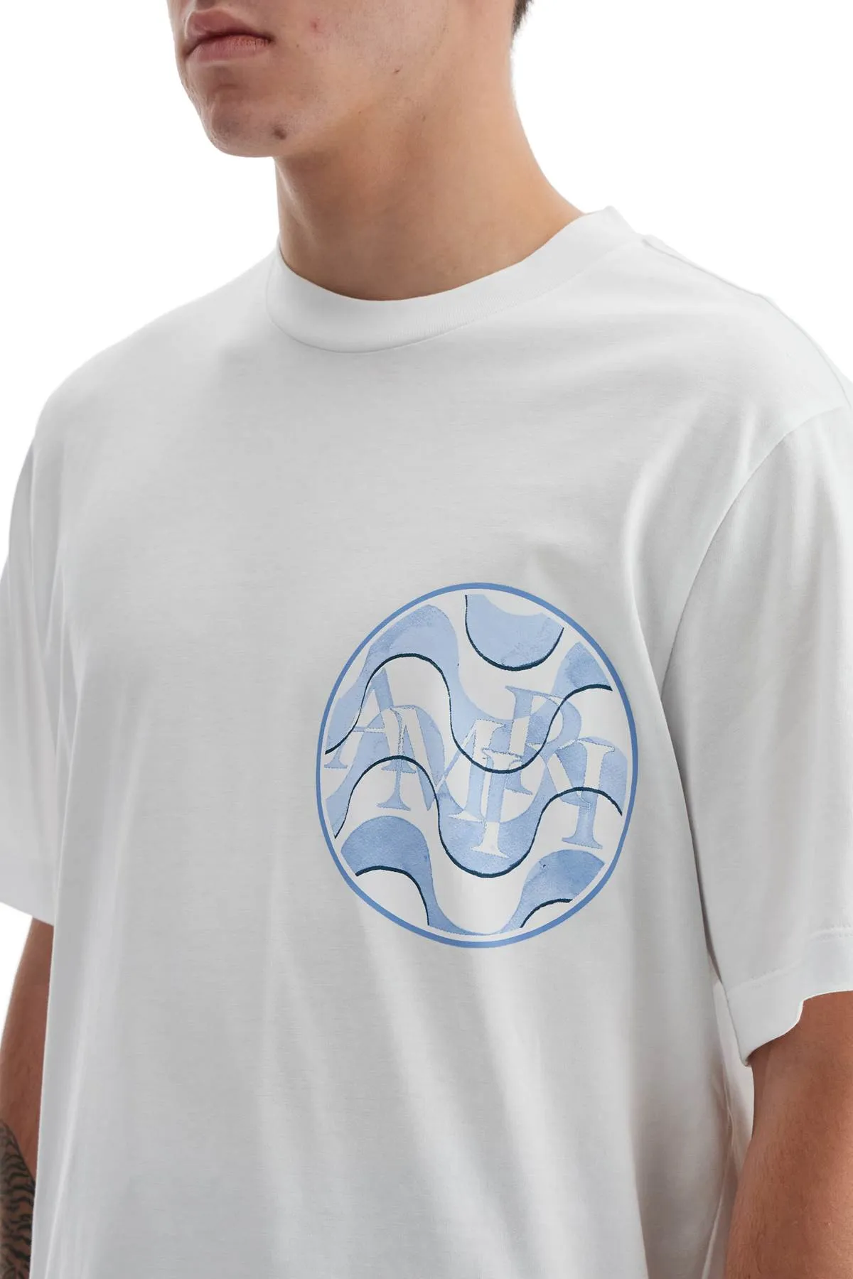 staggered wave t AMJYTE1057 WHITE