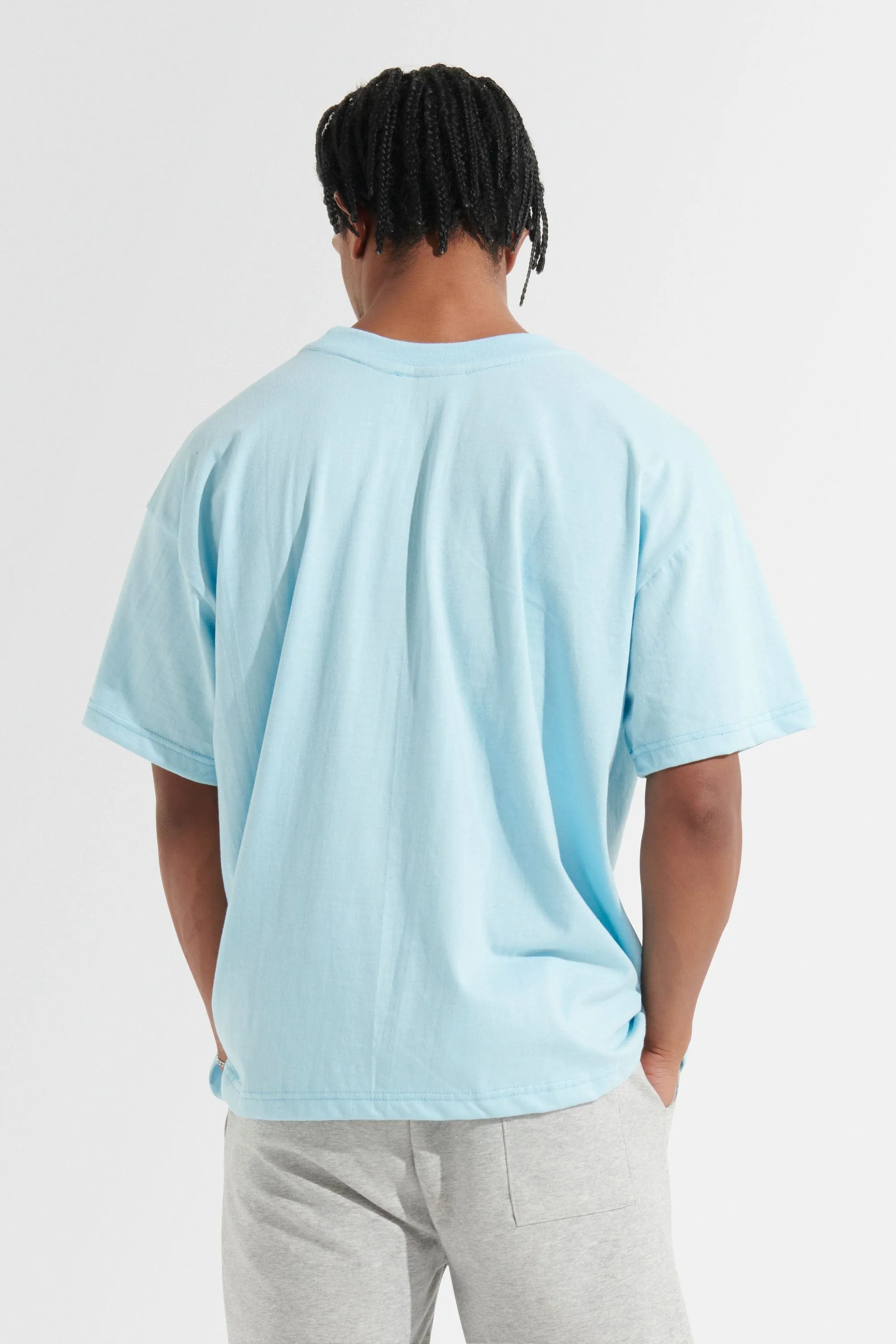 Statement Oversized Tee - Light Blue