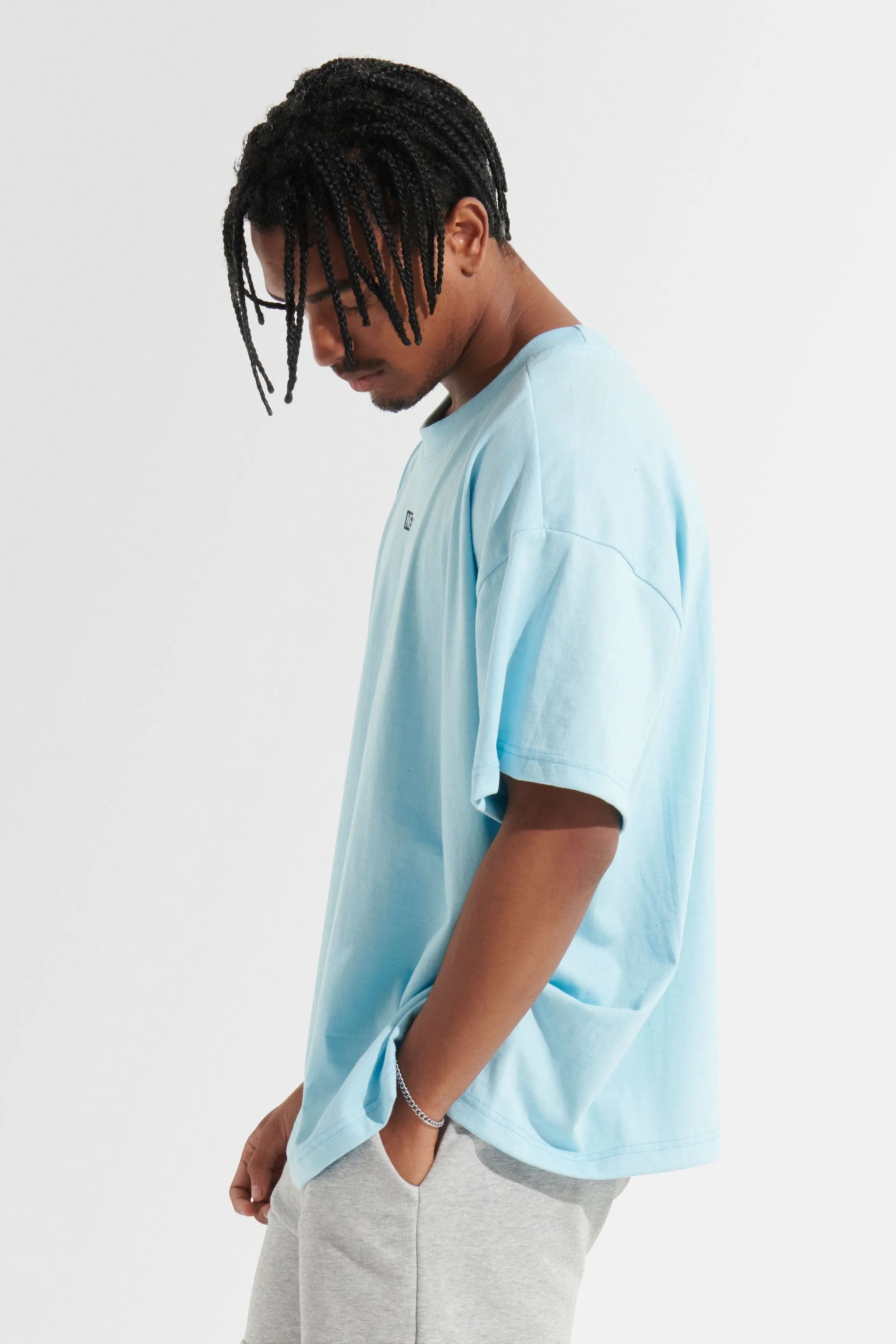 Statement Oversized Tee - Light Blue