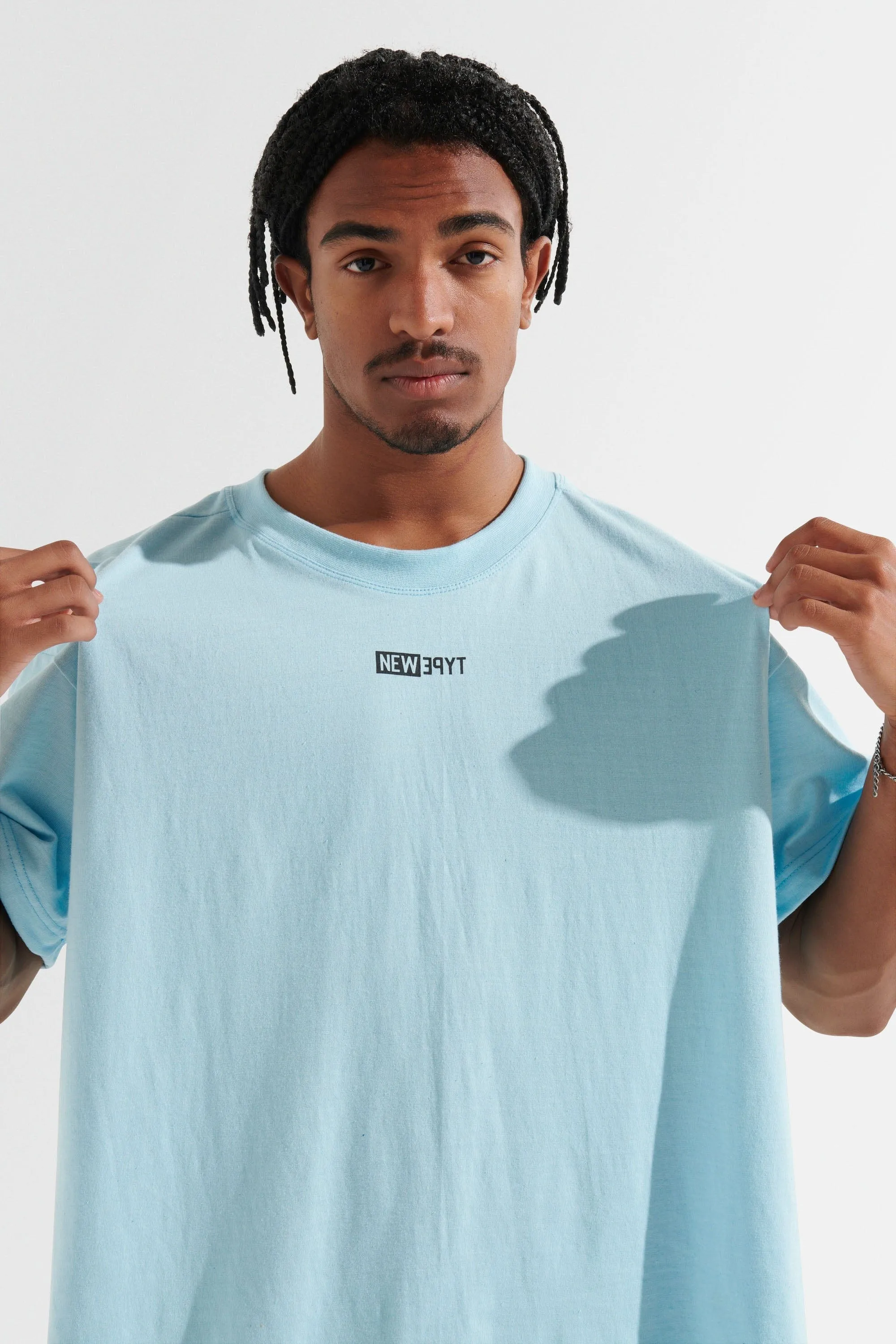 Statement Oversized Tee - Light Blue