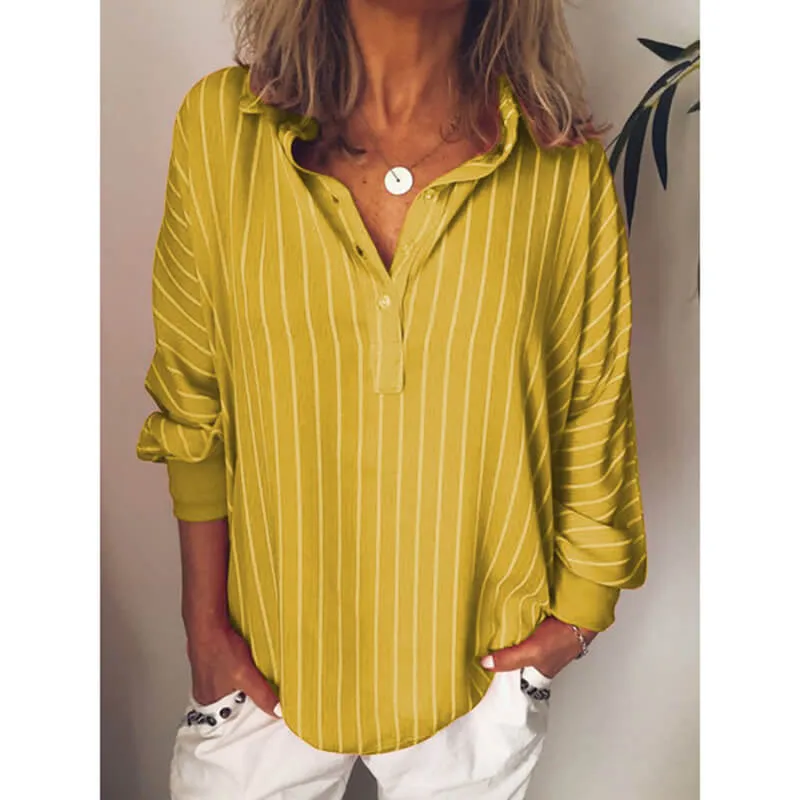 Striped V-neck T-shirt