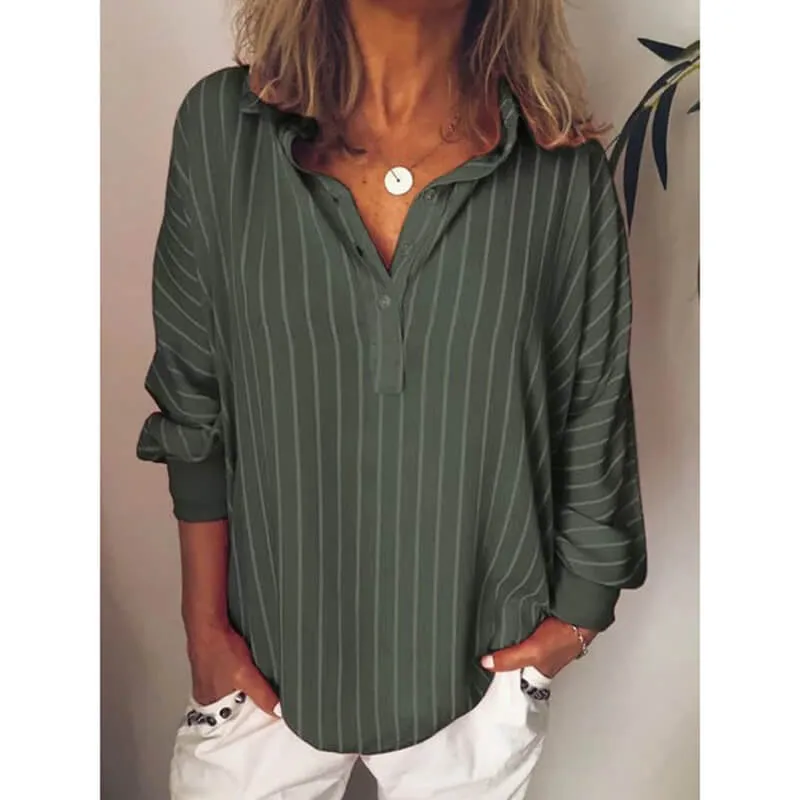 Striped V-neck T-shirt