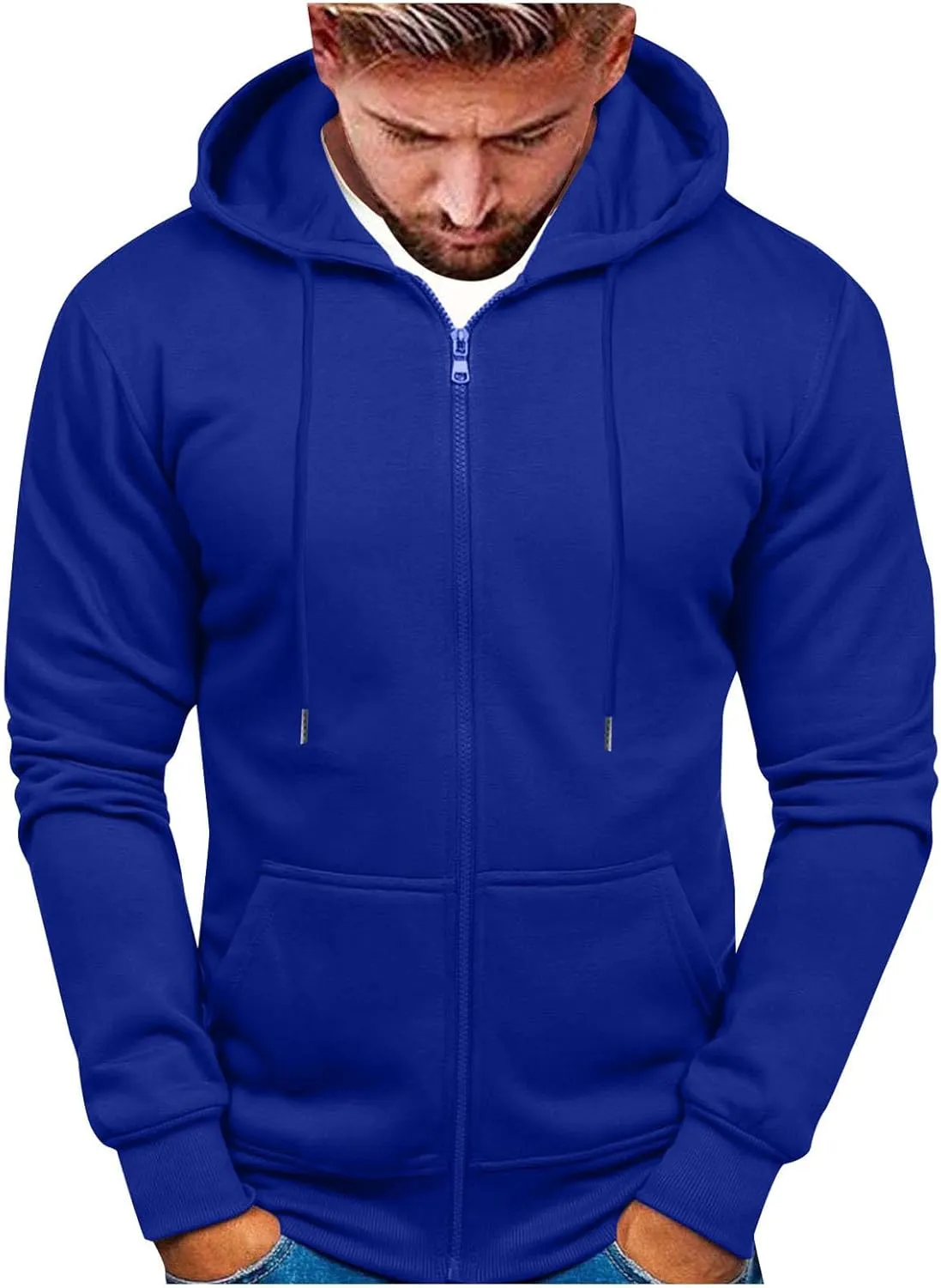 Sweatshirts for Men Hoodies Zipper,Mens Hooded Sweatshirts Fleece Hoodies Athletic Winter Long Sleeve Zip Up Pullover