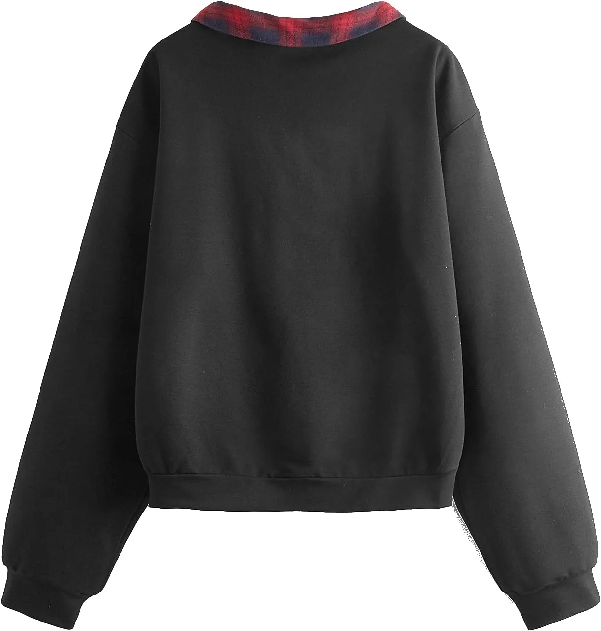 SweatyRocks Women's Casual Color Block Crop Tee Top Collar Long Sleeve Pullover Sweatshirt Tops