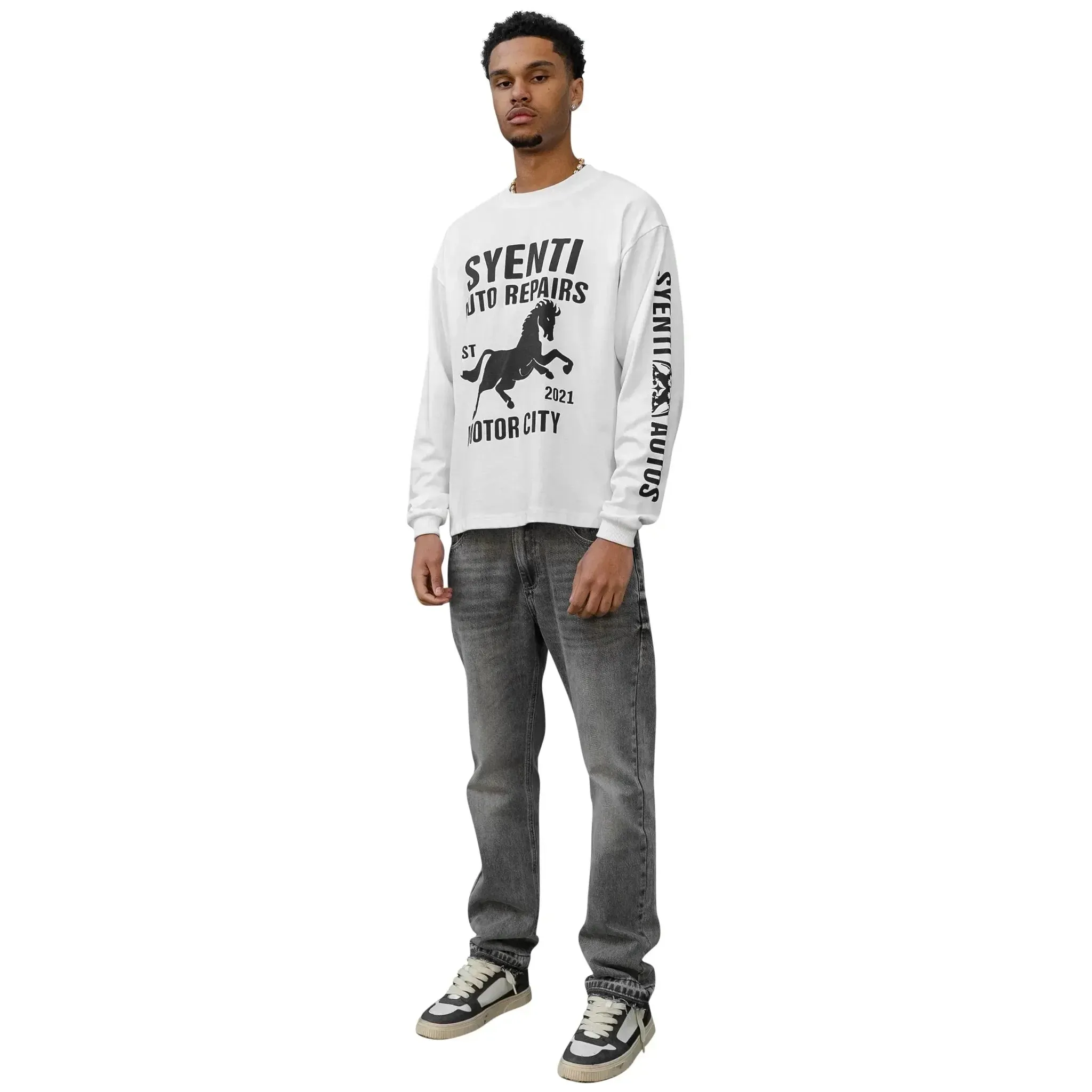 Syenti Motor City Long-Sleeved Off White T Shirt