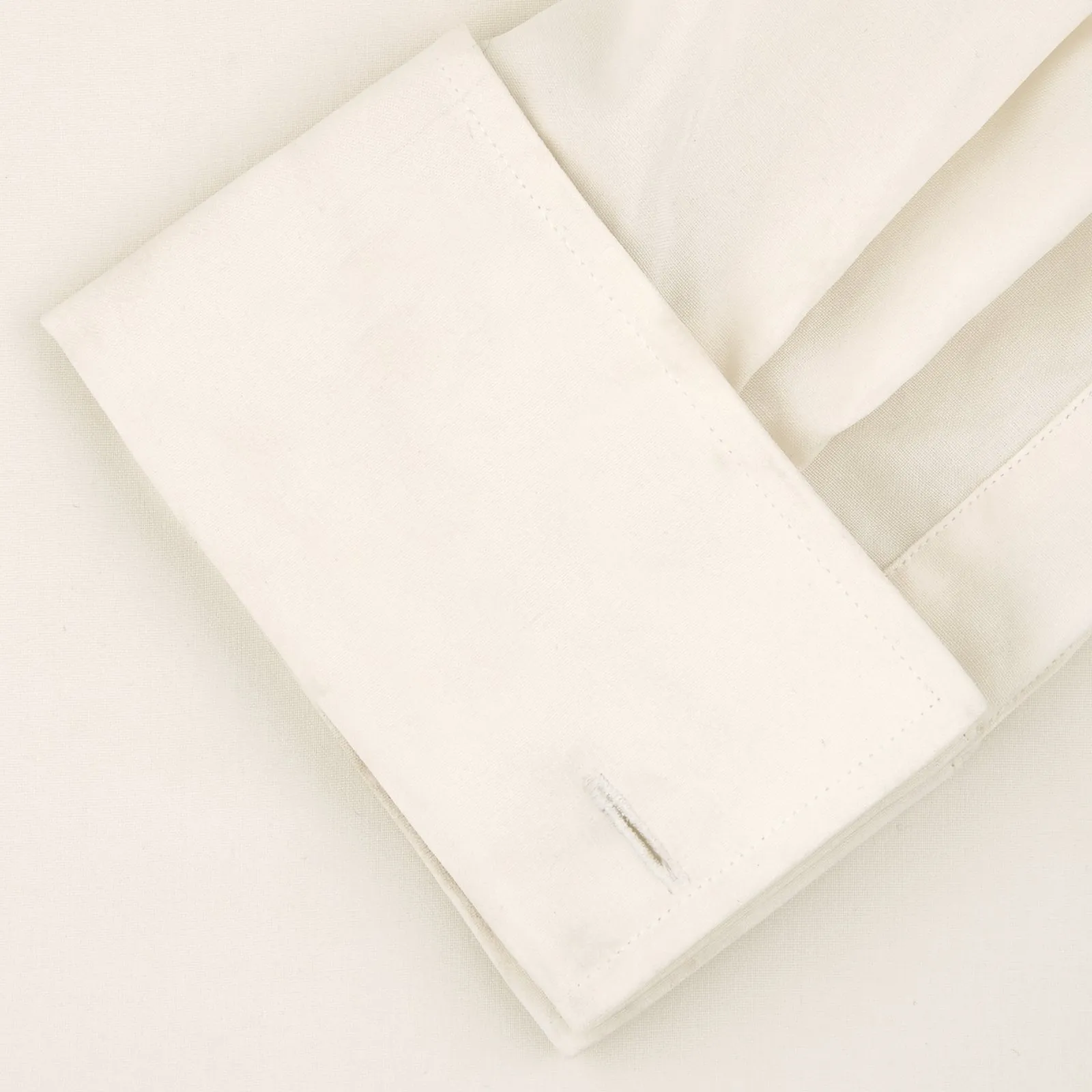 Tailored Fit Cream Pleated Front Silk Dress Shirt with T&A Collar and Double Cuffs