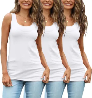 TAIPOVE Womens Extra Long Tunic Tank Tops Cotton Camisoles Basic Layering Sleeveless Undershirts 3 Pack