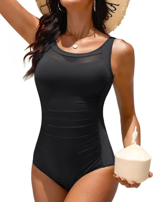 Tempt Me Women One Piece Mesh Swimsuits Tummy Control Swimwear