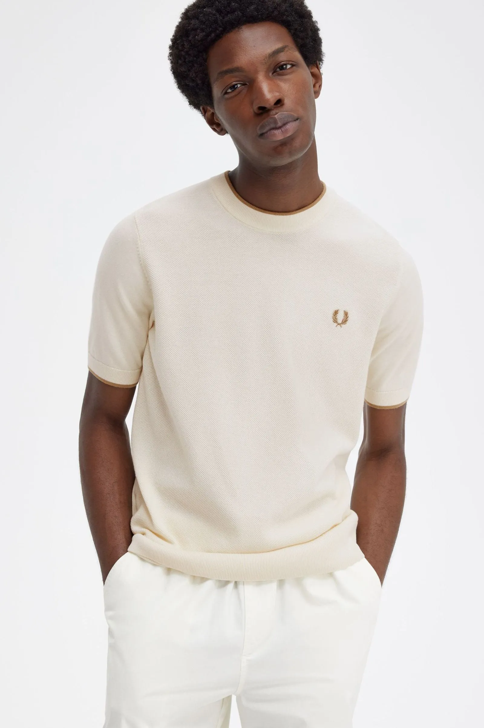 TEXTURE FRONT KNITTED T-SHIRT