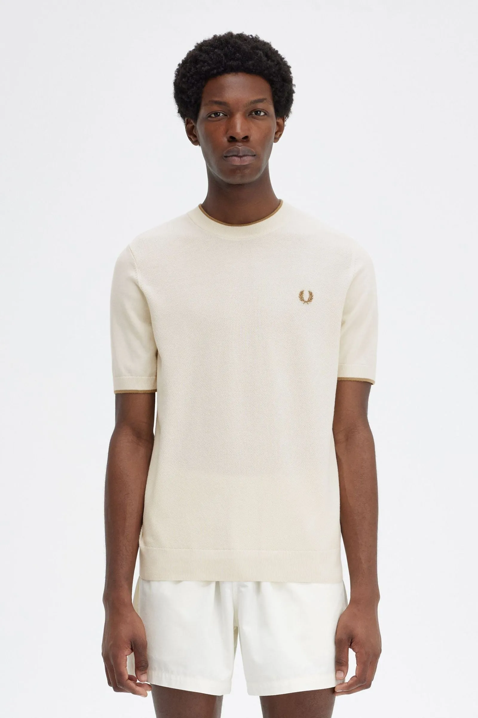 TEXTURE FRONT KNITTED T-SHIRT