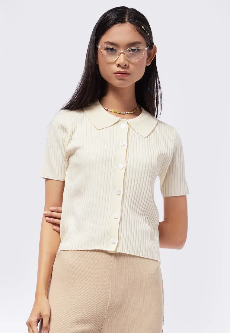 Textured Knit Polo Top