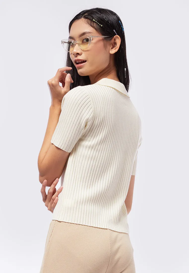 Textured Knit Polo Top