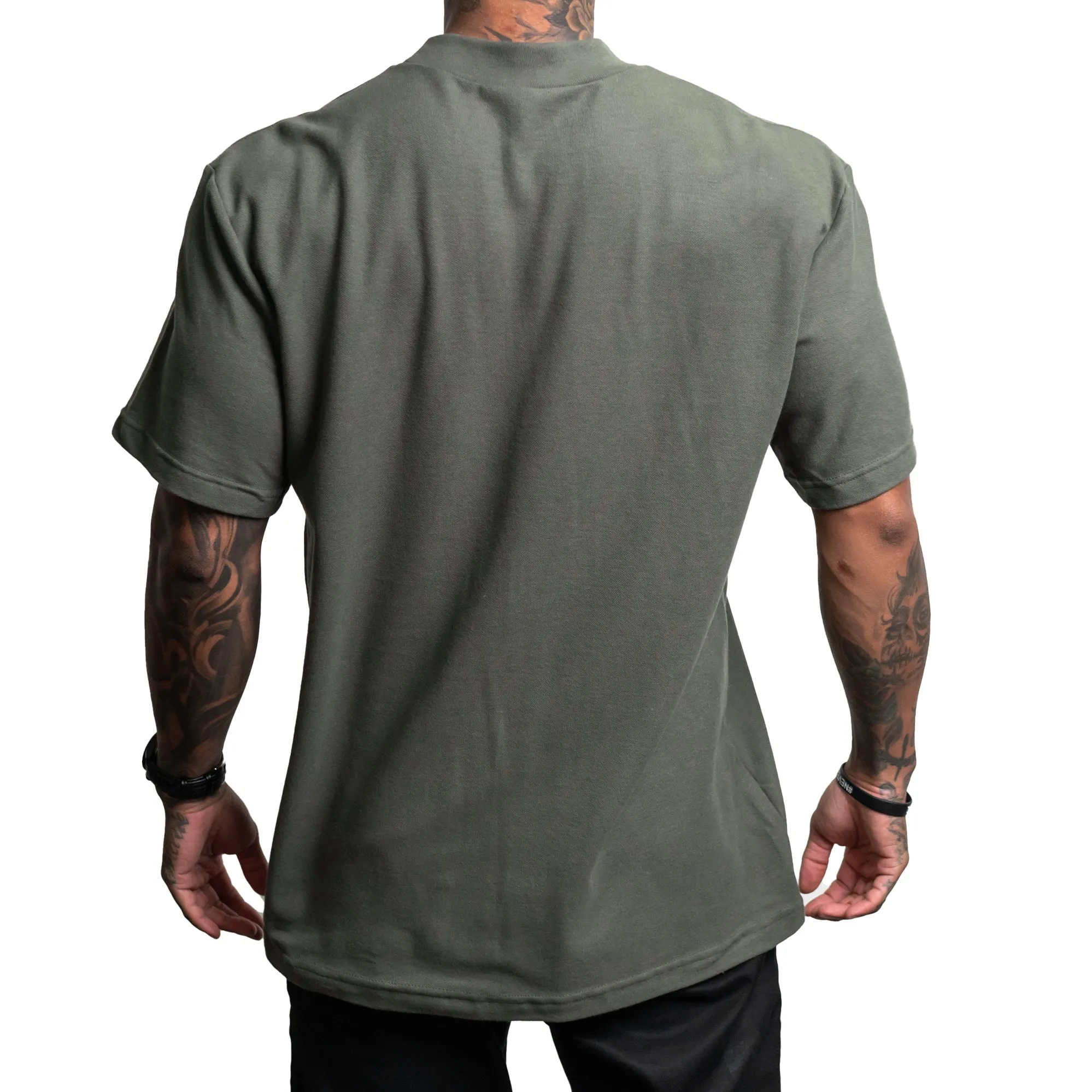 Textured Mockneck Tee - Olive