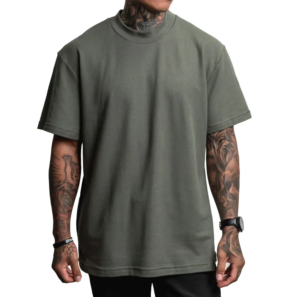 Textured Mockneck Tee - Olive