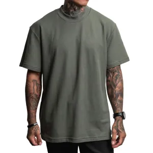 Textured Mockneck Tee - Olive