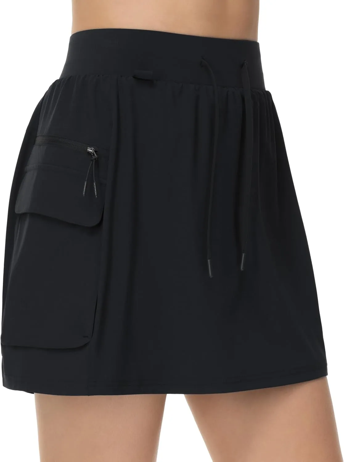 THE GYM PEOPLE Women's Quick Dry Hiking Cargo Skorts Lightweight Drawstring Athletic Golf Skirts Built-in Shorts with Pockets