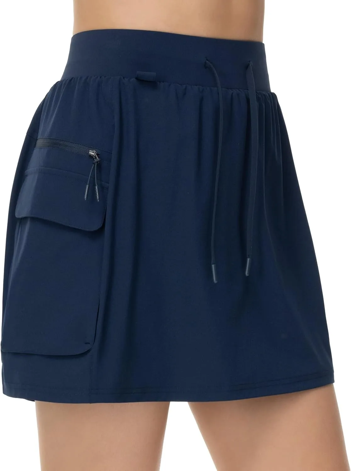 THE GYM PEOPLE Women's Quick Dry Hiking Cargo Skorts Lightweight Drawstring Athletic Golf Skirts Built-in Shorts with Pockets