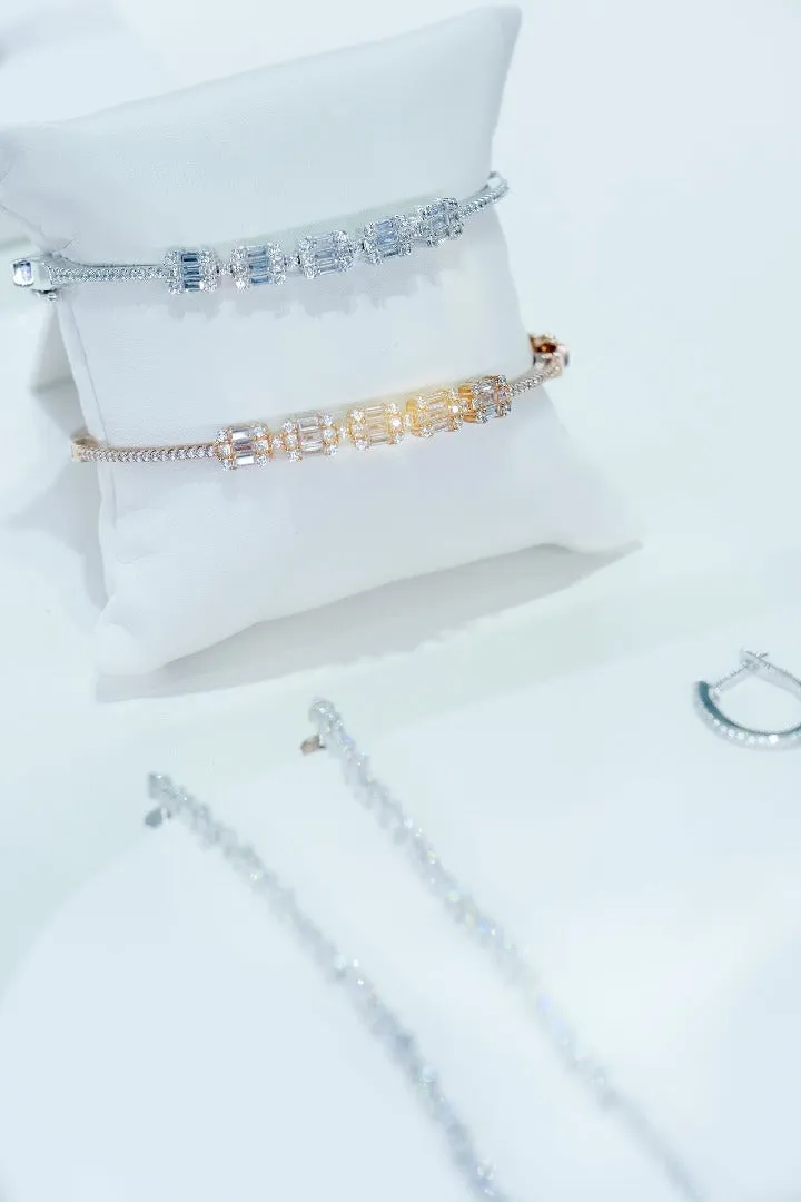 THIALH - Classic - Square Crystal 18K White Gold plated Bangle
