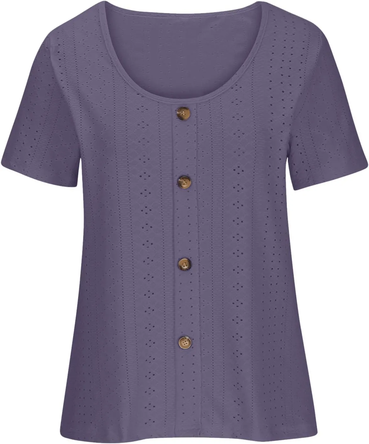 Tops for Women Trendy Short Sleeve Embroidery Hollow Elegant Shirts Casual Scoop Neck Cute Plain Womens Summer Tops