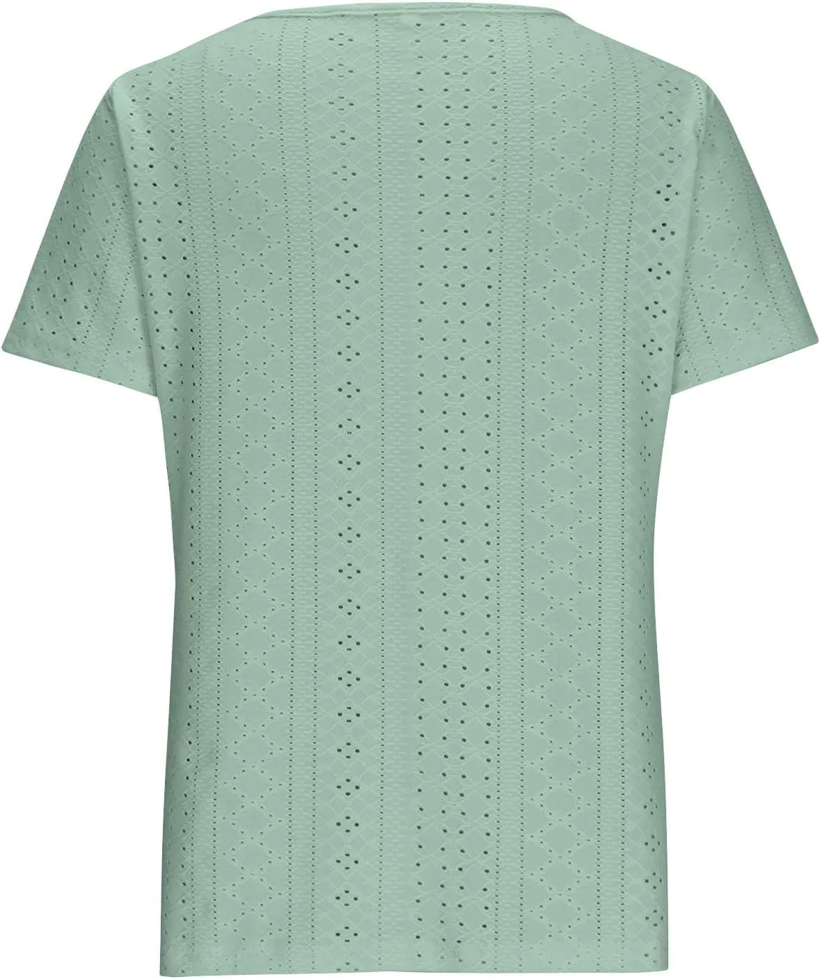 Tops for Women Trendy Short Sleeve Embroidery Hollow Elegant Shirts Casual Scoop Neck Cute Plain Womens Summer Tops