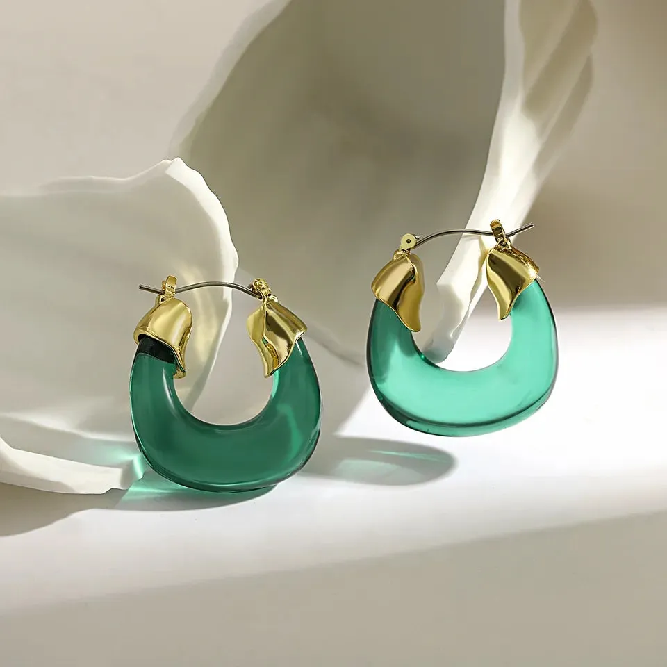 Transparent Acrylic Geometric Hoop Earrings-5
