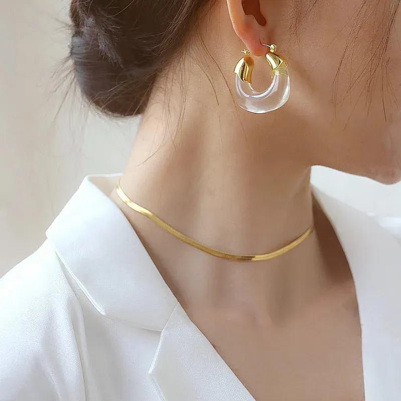 Transparent Acrylic Geometric Hoop Earrings-5