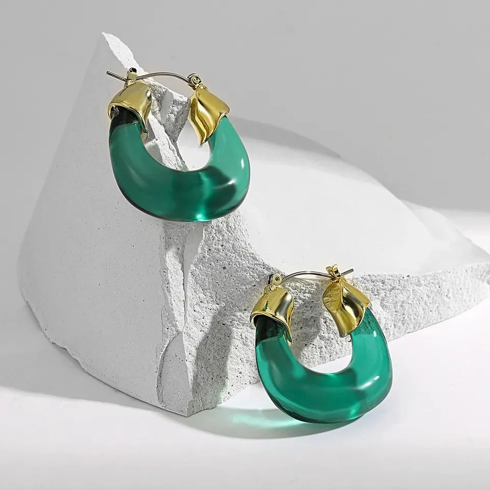 Transparent Acrylic Geometric Hoop Earrings-5