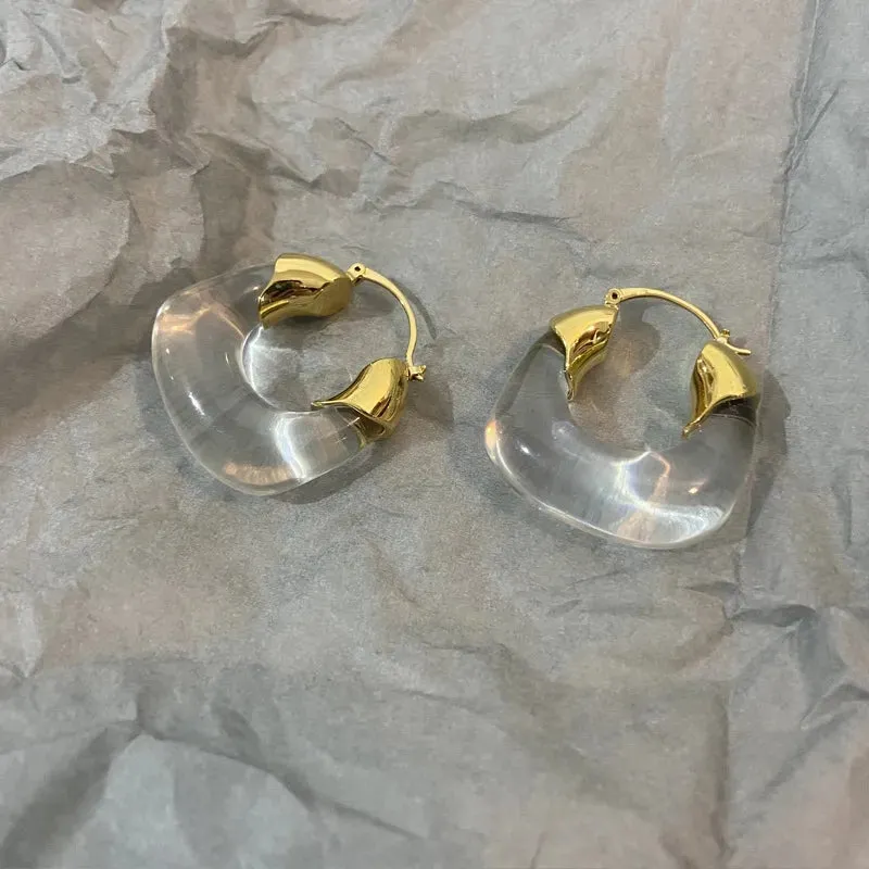 Transparent Acrylic Geometric Hoop Earrings-5