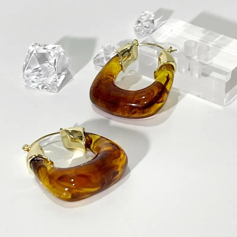 Transparent Acrylic Geometric Hoop Earrings-5