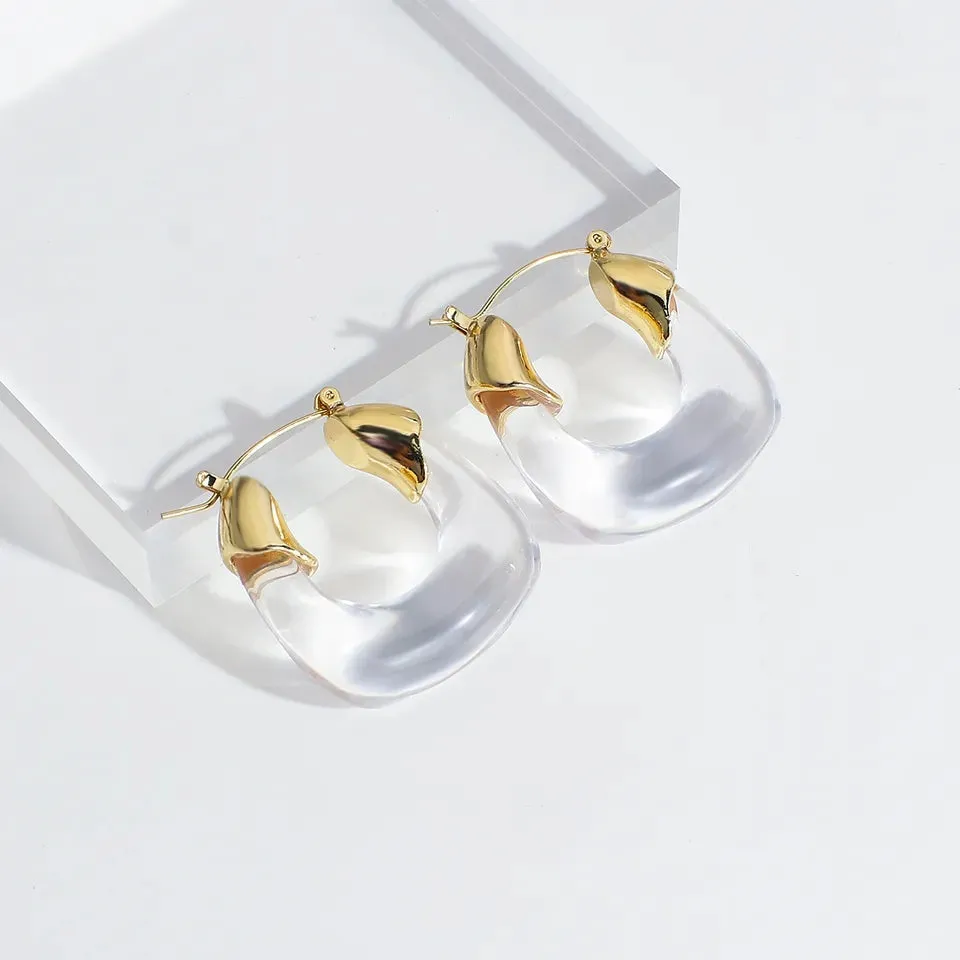 Transparent Acrylic Geometric Hoop Earrings-5
