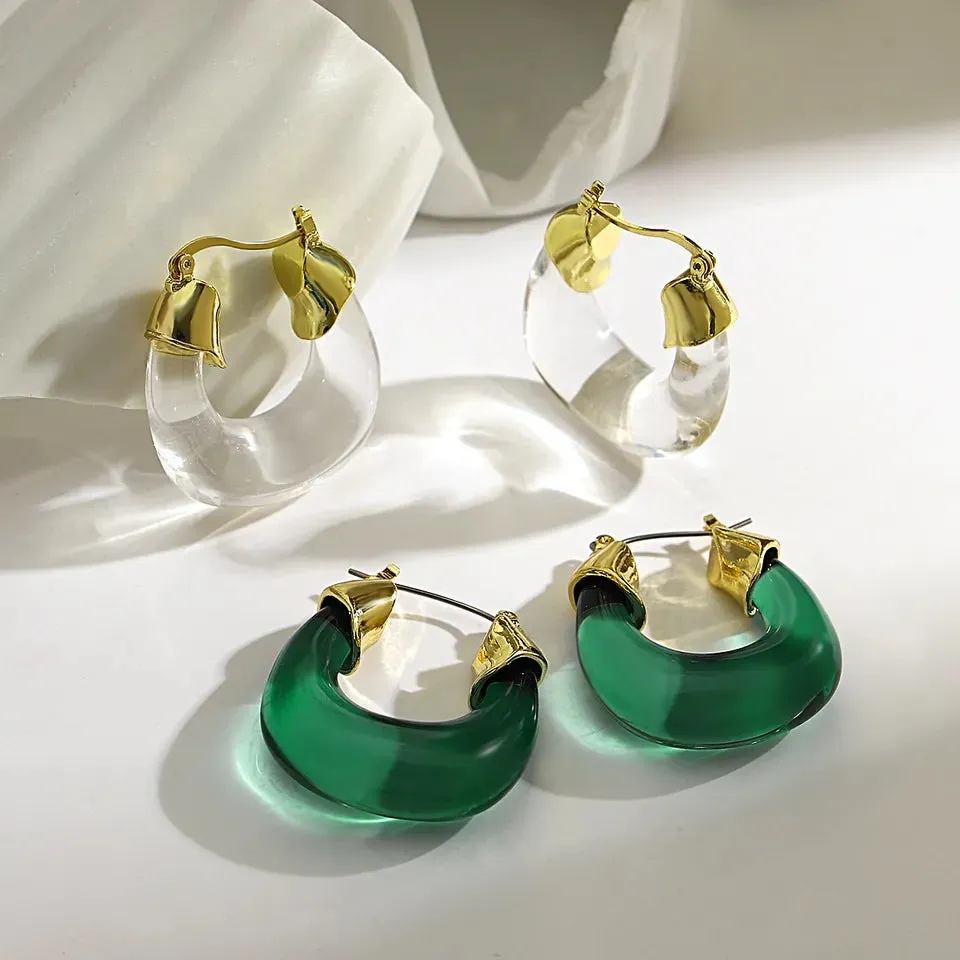 Transparent Acrylic Geometric Hoop Earrings-5