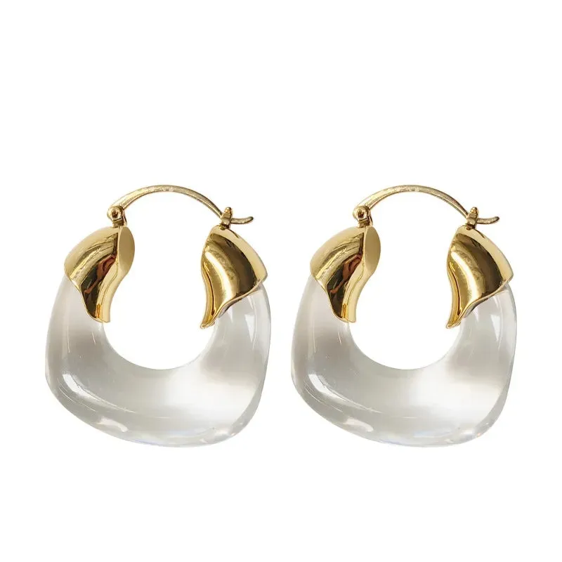 Transparent Acrylic Geometric Hoop Earrings-5