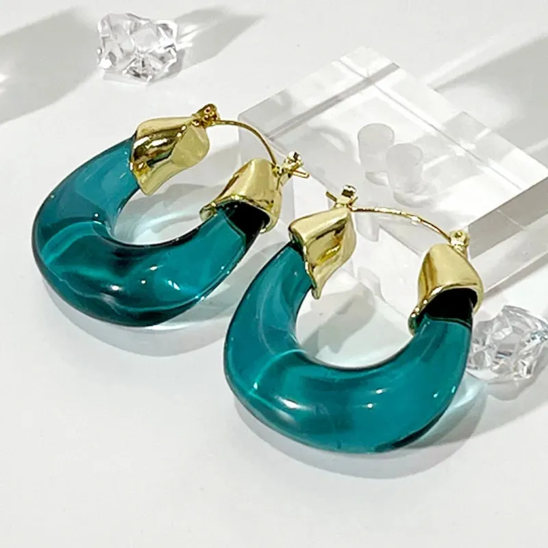 Transparent Acrylic Geometric Hoop Earrings-5