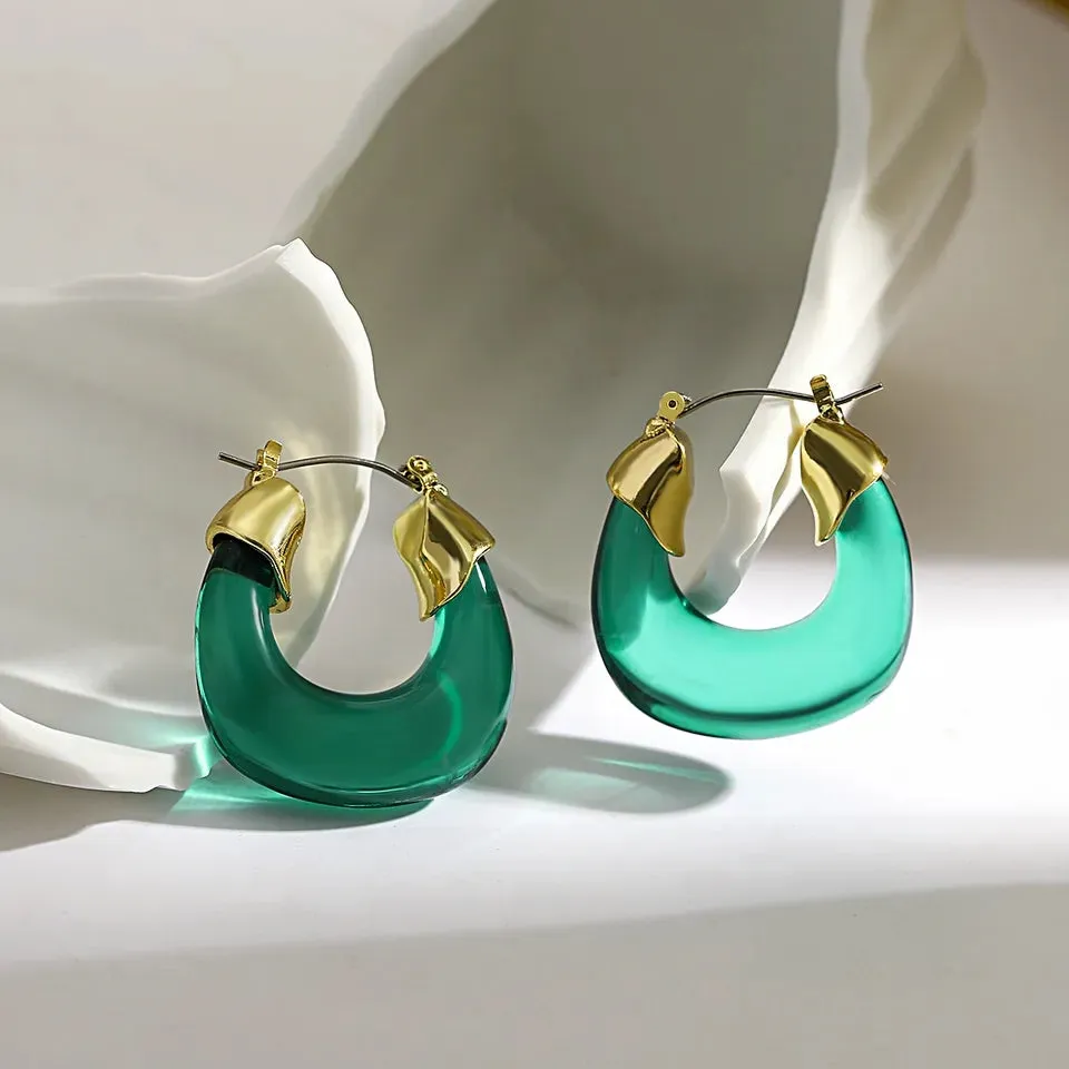 Transparent Acrylic Geometric Hoop Earrings-5