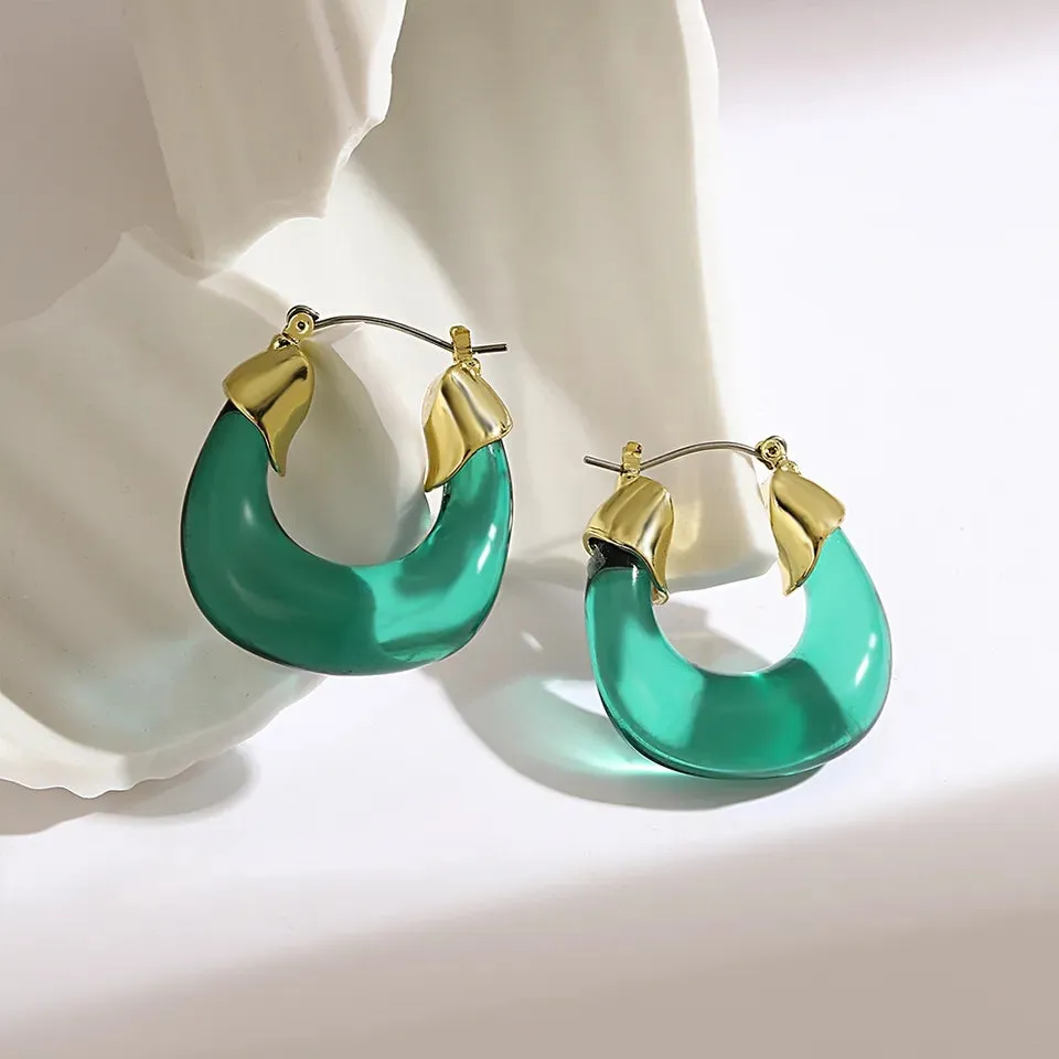 Transparent Acrylic Geometric Hoop Earrings-5