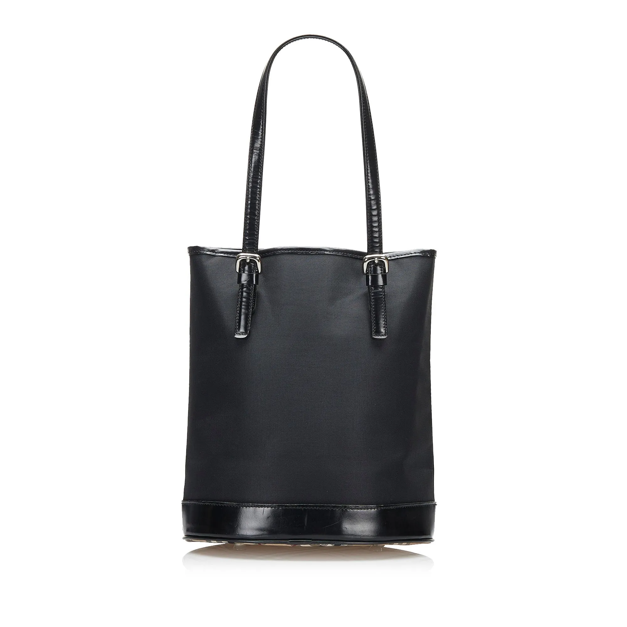 Trendy Inspired Burberry Bucket Bag Black Nylon Canvas