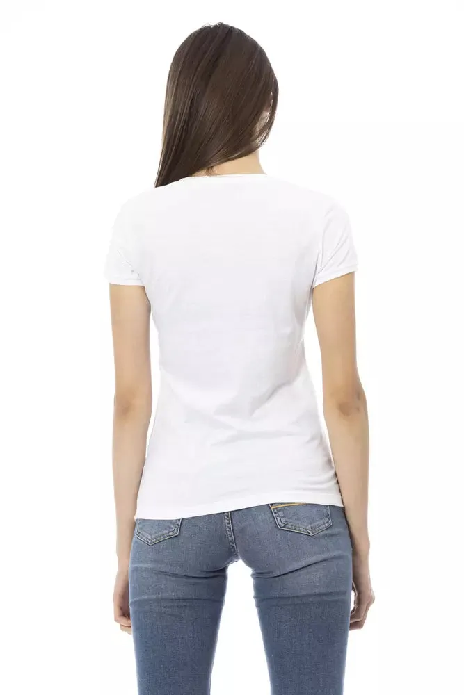 Trussardi Action White Cotton Women's V-Neck Top