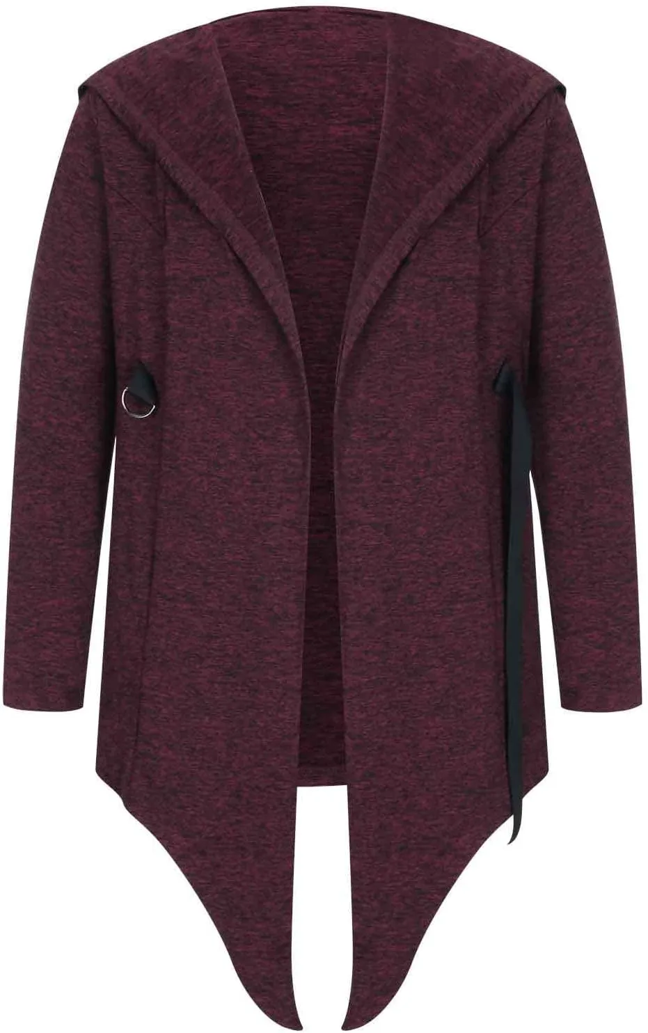 tuduoms Mens Casual Long Hooded Cardigan Goth Cape Cloak Long Sleeve Draped Lightweight Open Front Sweater Trench Coat Jacket