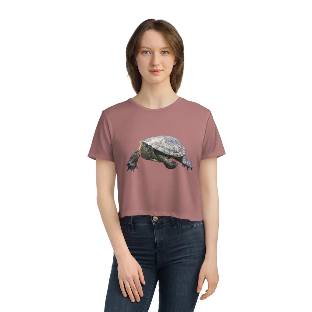 Turtle Women's Flowy Cropped Tee