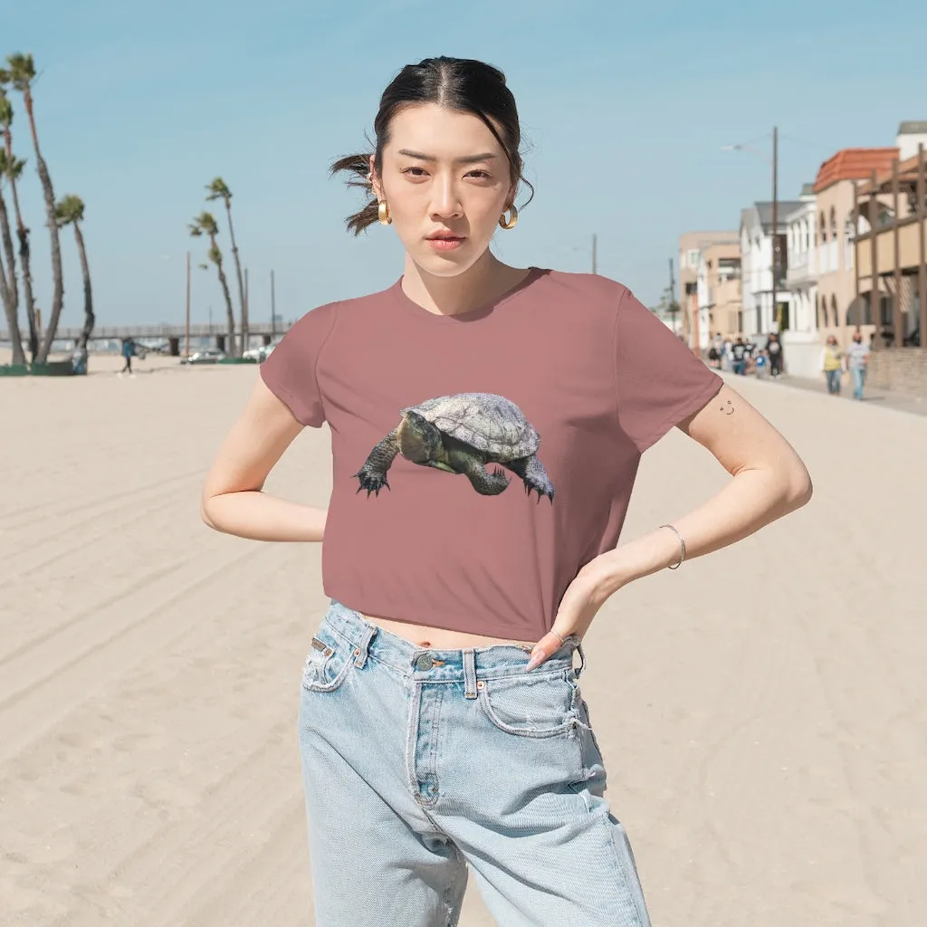 Turtle Women's Flowy Cropped Tee