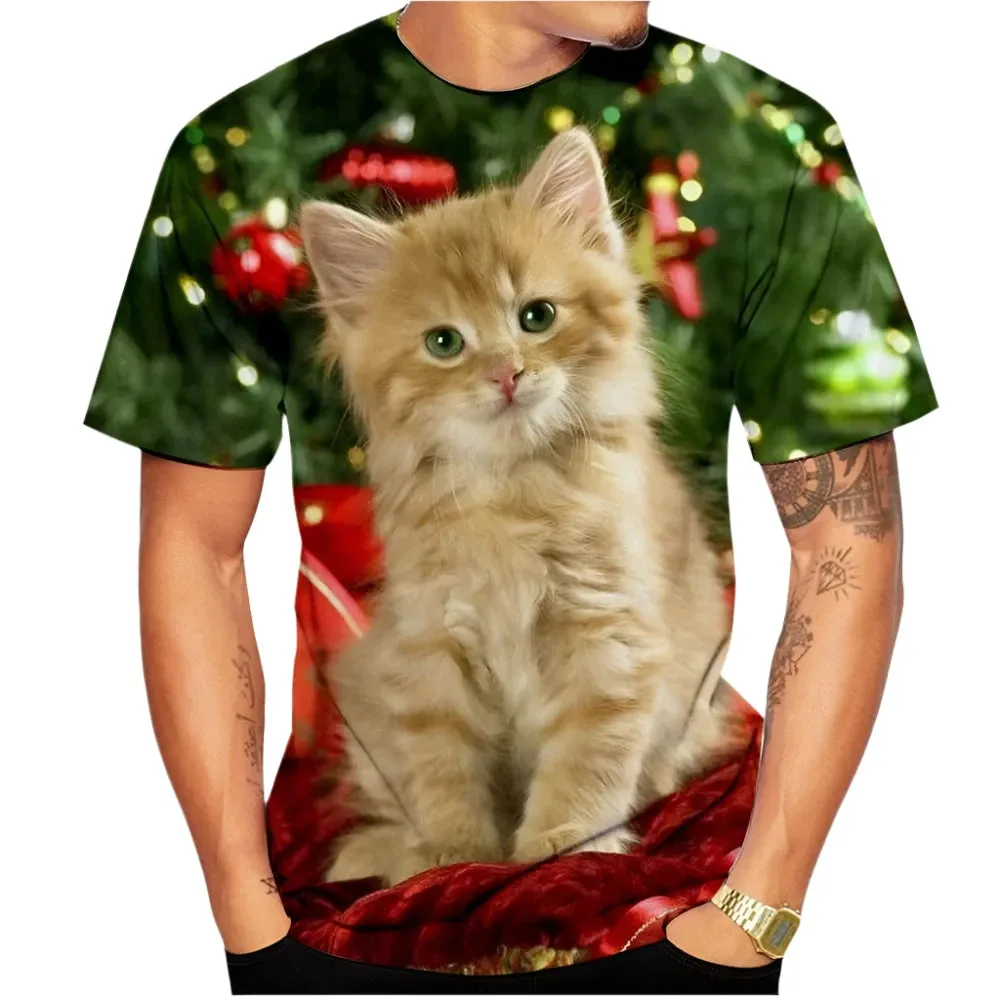 Unisex 3D Printed Christmas T-Shirt - Casual Santa Short Sleeve Holiday Top for Men and Women