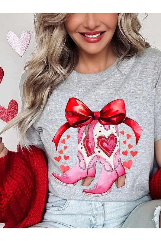 Valentine Cowgirl Boots Graphic Tee